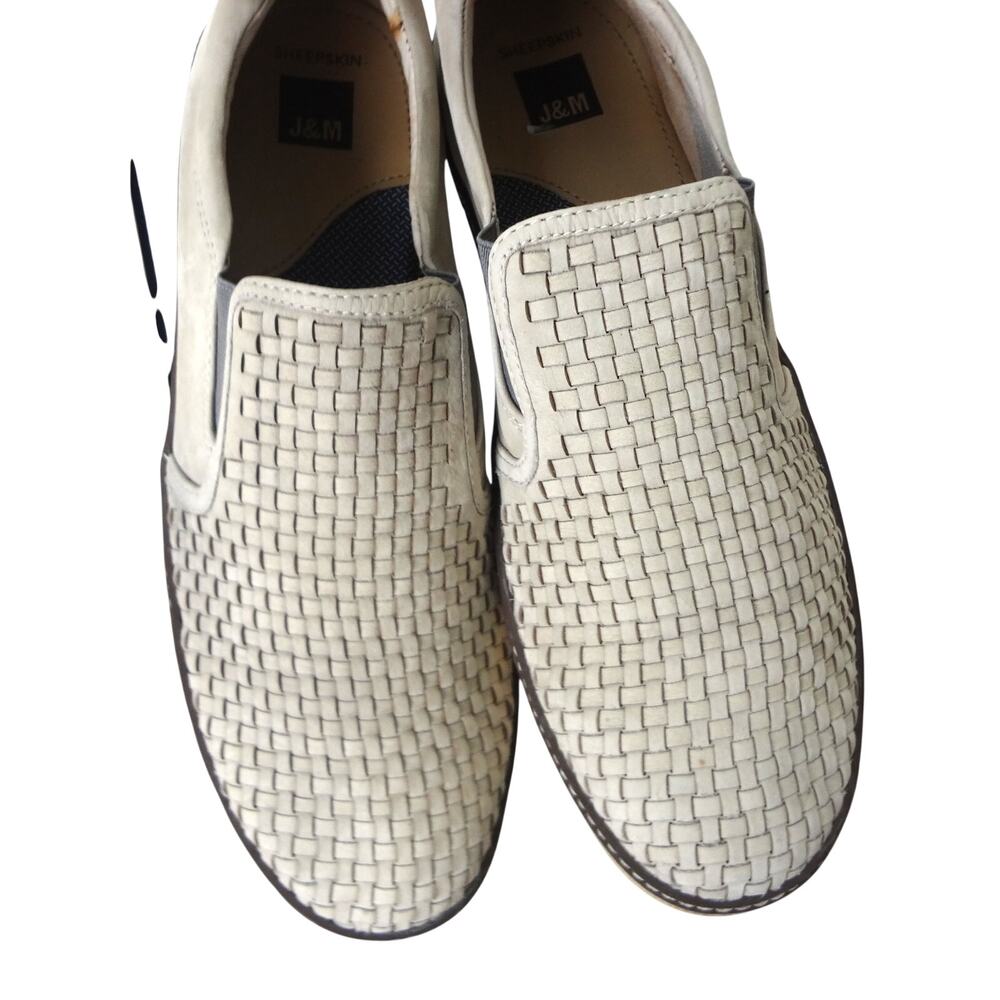 Johnston Murphy Mcguffey Beige Woven Leather Slip on Loafer Sneaker Mens 13